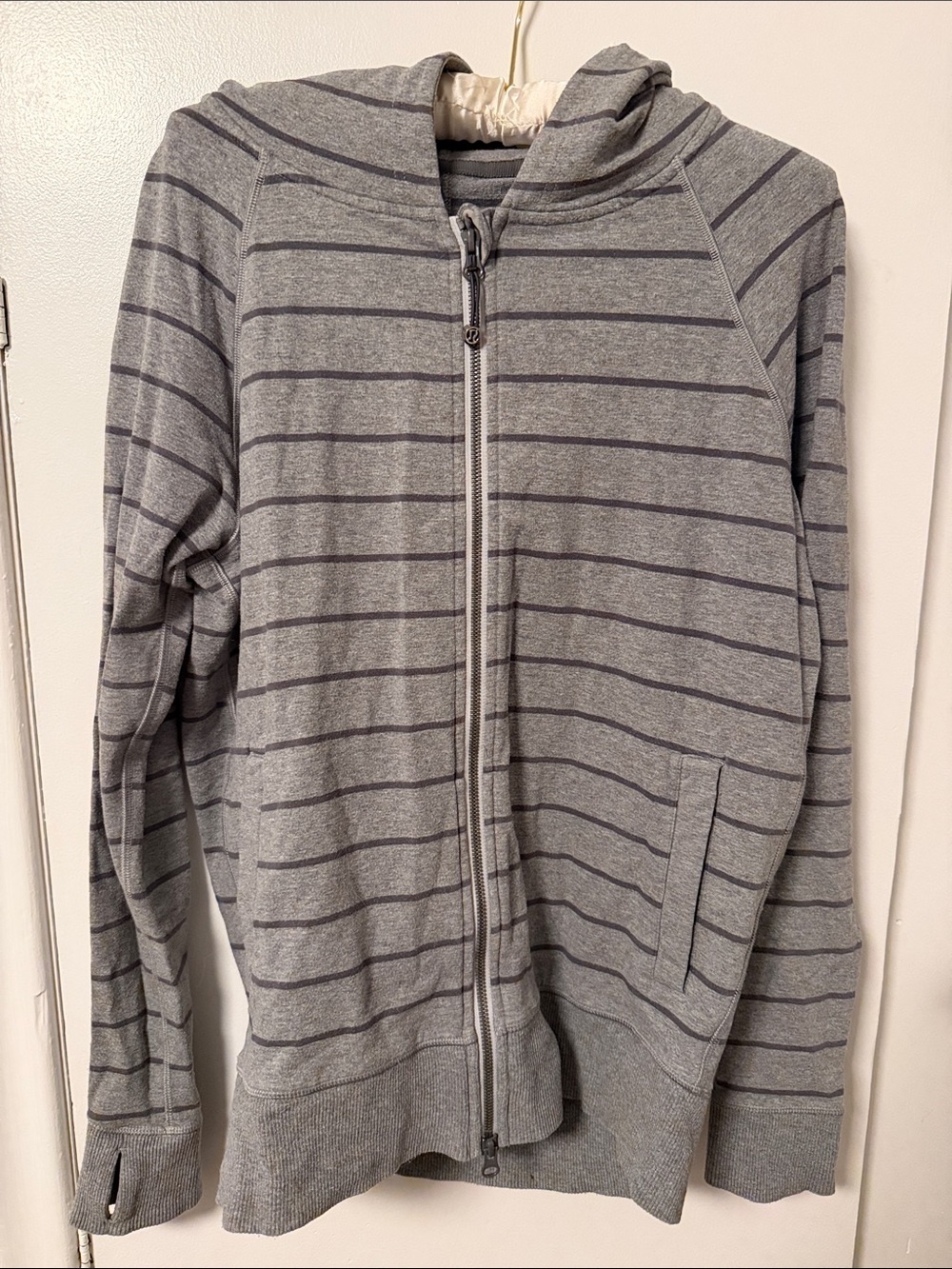 lululemon athletica Women’s Gray Striped Zip-Up Hoodie